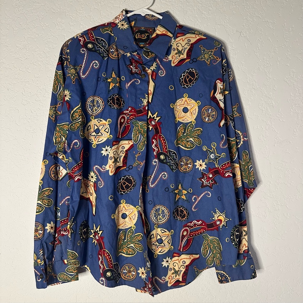 Vintage Women’s Blue Paisley Shirt